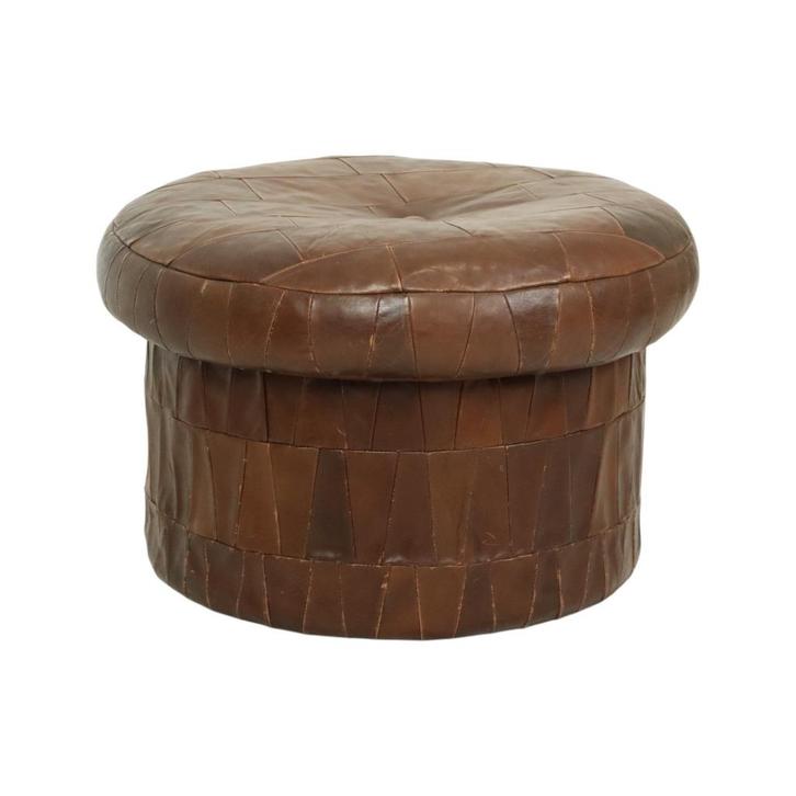 Design Mushroom Poef Opbergruimte De Sede Bruin Leer 57cm, Huis en Inrichting, Zetels | Voetbanken en poefs, Gebruikt, 50 tot 75 cm