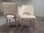 Set van 2 eetkamerstoelen velours beige gouden poten, Huis en Inrichting, Stoelen, Ophalen, Overige kleuren, Zo goed als nieuw