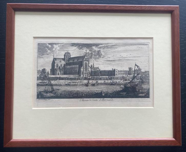 Mooi ingelijste gravure uit 1680 St Bernardusabdij Hemiksem, Antiek en Kunst, Kunst | Etsen en Gravures, Ophalen of Verzenden
