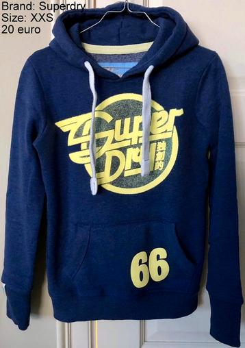 Blauwe hoodie/pull Superdry XS/XXS beschikbaar voor biedingen