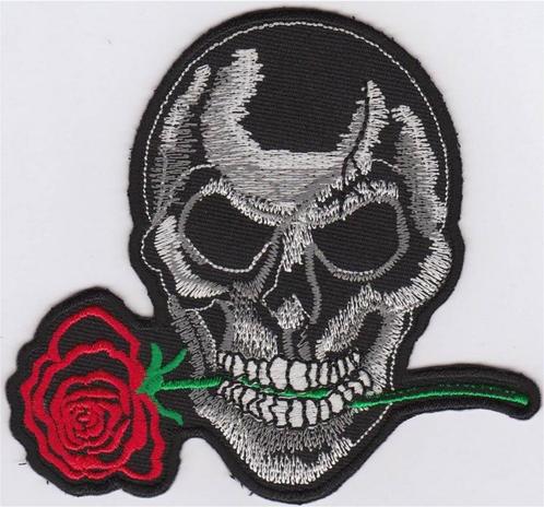 Skull Roos stoffen opstrijk patch embleem #5, Motoren, Accessoires | Overige, Nieuw, Verzenden