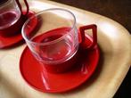Set 2 tasses expresso rouge vintage - années 70 style bodum, Ophalen of Verzenden, Overige stijlen, Kop(pen) en/of Schotel(s)