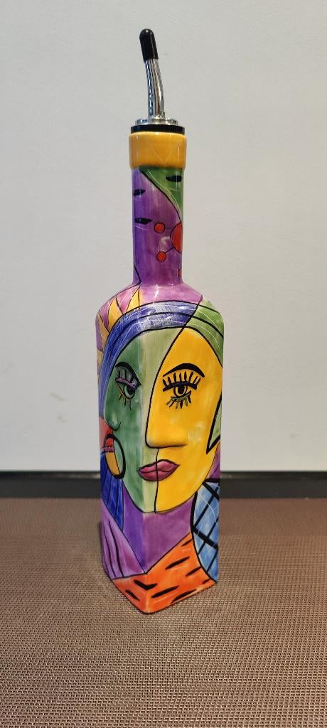 Handgeschilderde olijfoliefles, Ophalen, Zo goed als nieuw