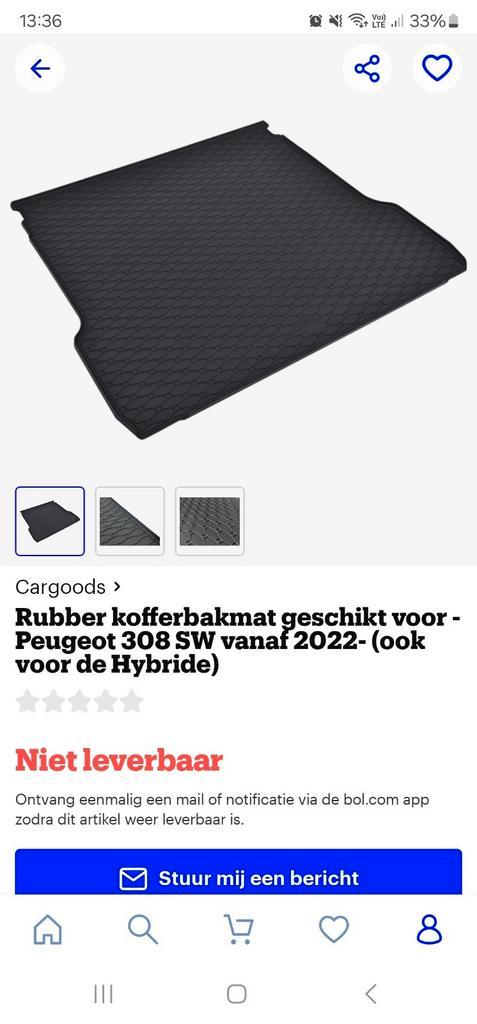 Kofferbakmat rubber  peugeot 308 sw vanaf 2022, Caravans en Kamperen, Slaapmatten, Zo goed als nieuw, Ophalen of Verzenden