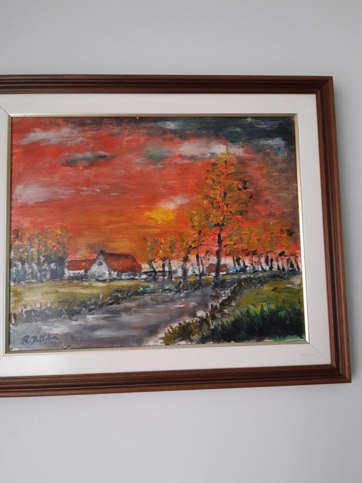 Schilderij Dobbelare uit Heuveland, Antiek en Kunst, Kunst | Schilderijen | Klassiek, Ophalen