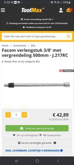 Facom  verlengstuk 3/8, Doe-het-zelf en Bouw, Ophalen of Verzenden