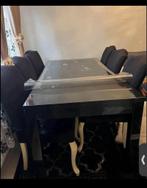 Zwarte tafel + 6 velvet stoelen, Huis en Inrichting, Stoelen, Ophalen, Zwart