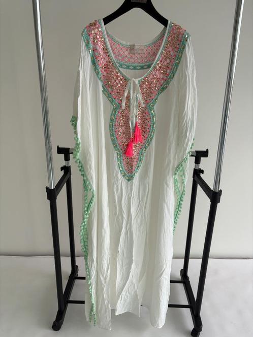 Miss June tuniek met pailletten voor het strand - one size, Kleding | Dames, Jurken, Zo goed als nieuw, Maat 38/40 (M), Wit, Onder de knie