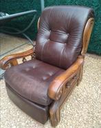 Lederen relax zetel fauteuil, Huis en Inrichting, Fauteuils, Ophalen, Gebruikt