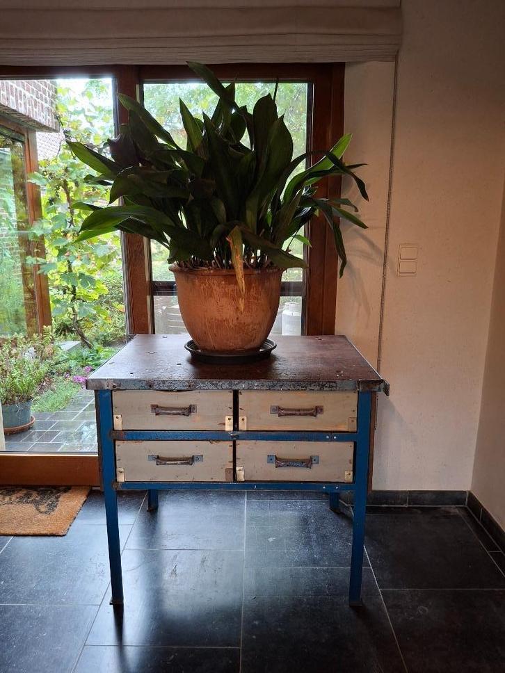 Industrieel vintage werktafeltje / ladekast, Huis en Inrichting, Kasten | Dressoirs, Zo goed als nieuw, 50 tot 100 cm, 50 tot 75 cm