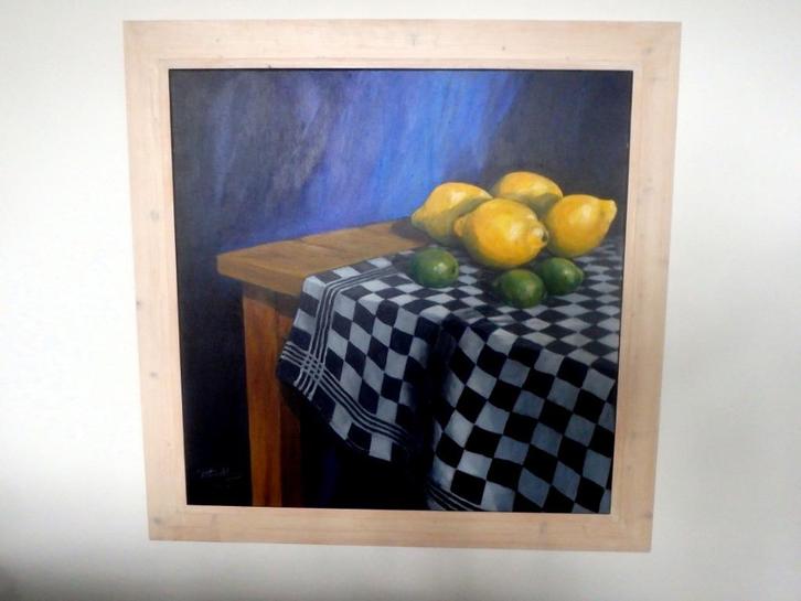 Stilleven citroenen op tafel 2002 - Peter Maas (geb. 1954), Antiek en Kunst, Kunst | Schilderijen | Klassiek, Ophalen