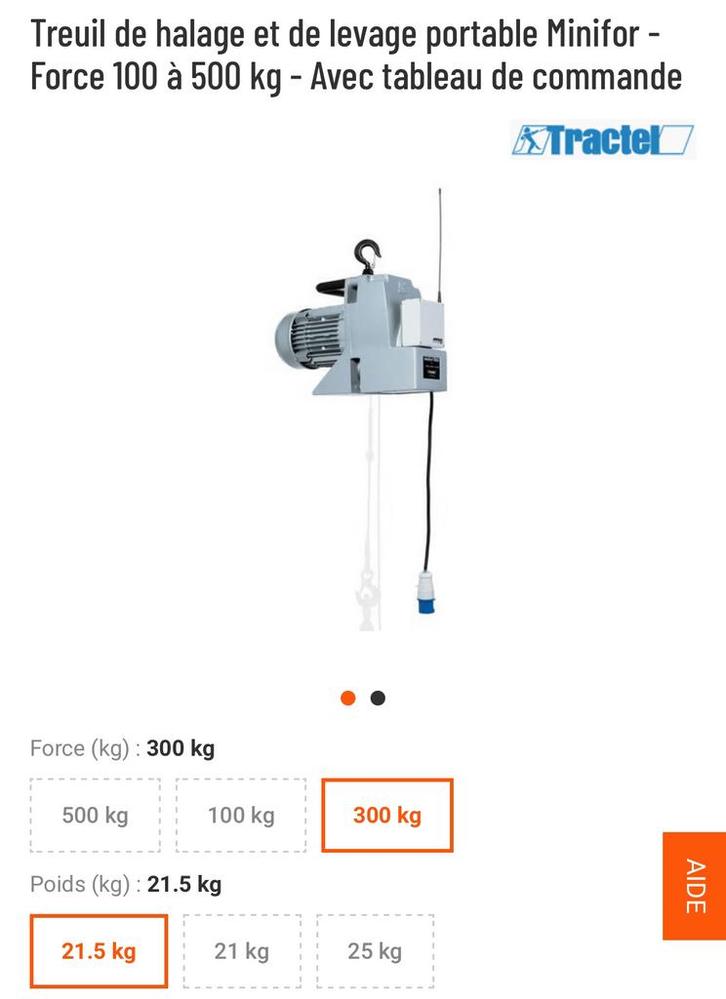 Tractel TR30 Minifort 300 kg - Vormmachine 600 kg, Doe-het-zelf en Bouw, Lieren en Takels, Zo goed als nieuw, Elektrisch, Ophalen