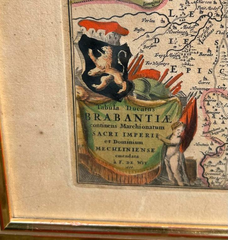 Antieke kaart Hertogdom Brabant – Frederik de Wit (1700), Boeken, Atlassen en Landkaarten, Ophalen