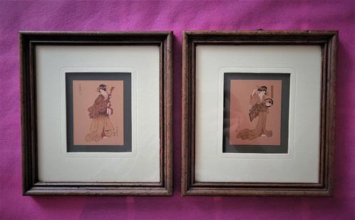 2 ukiyo-e courtisanes japonaises, Antiquités & Art, Art | Peinture | Classique, Enlèvement ou Envoi