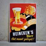 Reclamebord HEINEKEN BIER Meest Getapt E. Doeve Vintage Blik, Verzenden, Zo goed als nieuw, Reclamebord, Plaat of Schild, Heineken