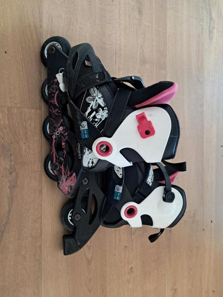 Oxelo rolschaatsen inline skates 34-36 met bescherming, Sport en Fitness, Skeelers, Gebruikt, Inline skates 4 wielen, Overige merken
