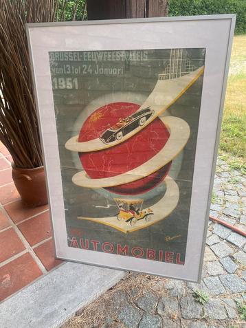 Decoratieve poster autosalon 1951 Brussel beschikbaar voor biedingen