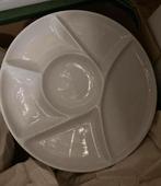 8 witte fondueborden, Huis en Inrichting, Keuken | Servies, Ophalen, Zo goed als nieuw, Bord(en)
