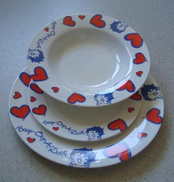 BETTY BOOP - Aardewerk servies - 16 stuks beschikbaar voor biedingen