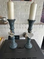2 chandeliers + bougies, Maison & Meubles, Bois, Chandelier, Utilisé, Enlèvement ou Envoi