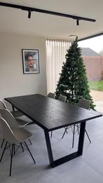 Zwarte tafel, Huis en Inrichting, Tafels | Eettafels, Ophalen, Gebruikt, Eikenhout, Vijf personen of meer