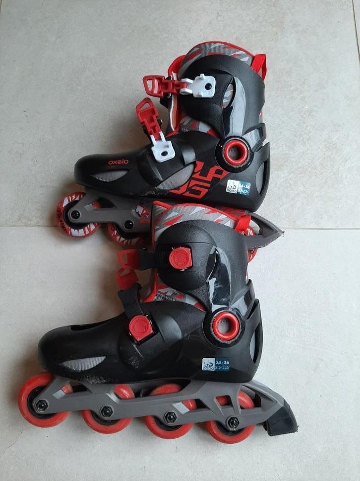 Oxelo Play 5 rood-zwarte inlineskates, Sport en Fitness, Skeelers, Gebruikt, Inline skates 4 wielen, Overige merken, Kinderen