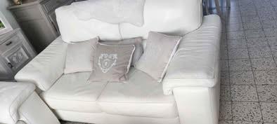 URGENT Salon cuir blanc relax électriques, Huis en Inrichting, Zetels | Zetels, Gebruikt, Rechte bank, Driepersoons, Leer, Ophalen