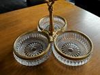 Vintage schaal drievak glas, Ophalen, Zo goed als nieuw