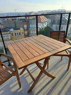 Teaktafel en 2 stoelen, Tuin en Terras, Tuintafels, Ophalen, Zo goed als nieuw, Vierkant, Teakhout