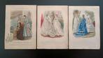 Drie oude Franse modeprenten La Saison., Antiek en Kunst, Kunst | Litho's en Zeefdrukken, Ophalen of Verzenden