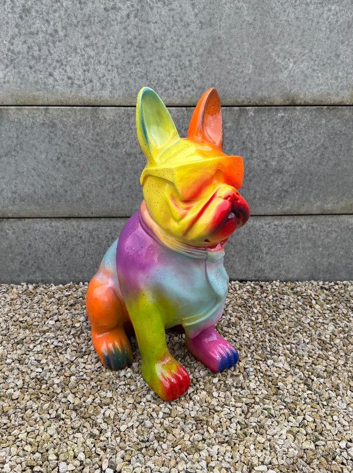 Beeld Franse Bulldog H80Cm WEG = WEG / nog enkele kleuren, Tuin en Terras, Tuinbeelden, Zo goed als nieuw, Dierenbeeld, Overige materialen