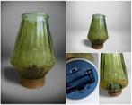 Groen Geribbeld Glas LED Lamp Draadloos Vintage Déco 17cm, Antiek en Kunst, Ophalen of Verzenden