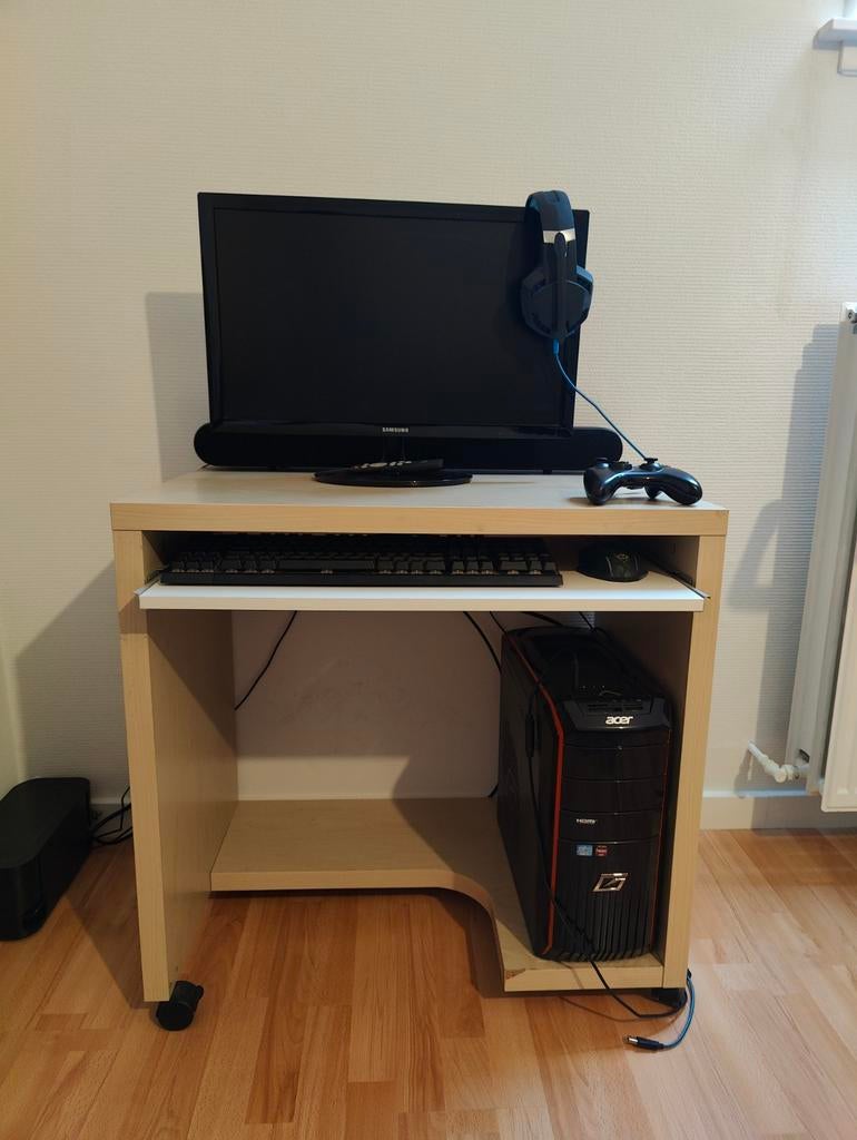 Computertafel/bureau, Maison & Meubles, Bureaux, Enlèvement, Avec roues, IKEA, Blanc