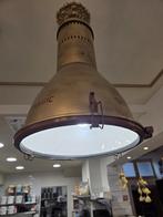 Ensemble de 2 lampes suspendues industrielles uniques — doré, 75 cm ou plus, Comme neuf, Enlèvement, Verre