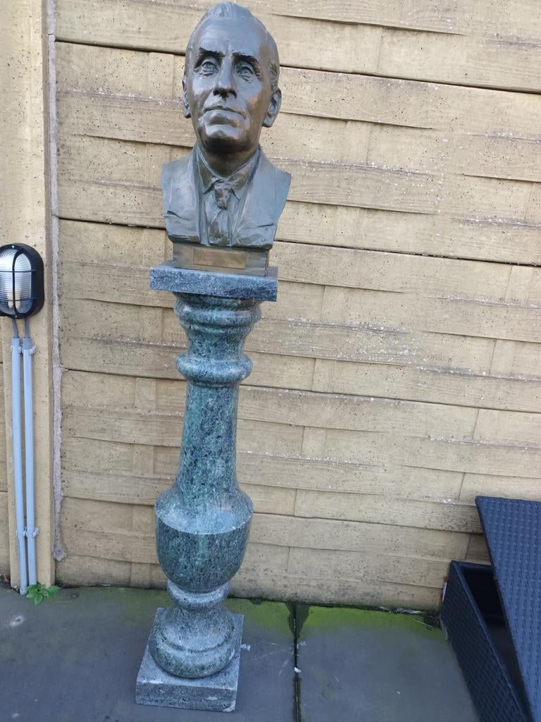 Magnifieke bronzen buste + marmeren sokkel, Antiek en Kunst, Antiek | Brons en Koper, Ophalen