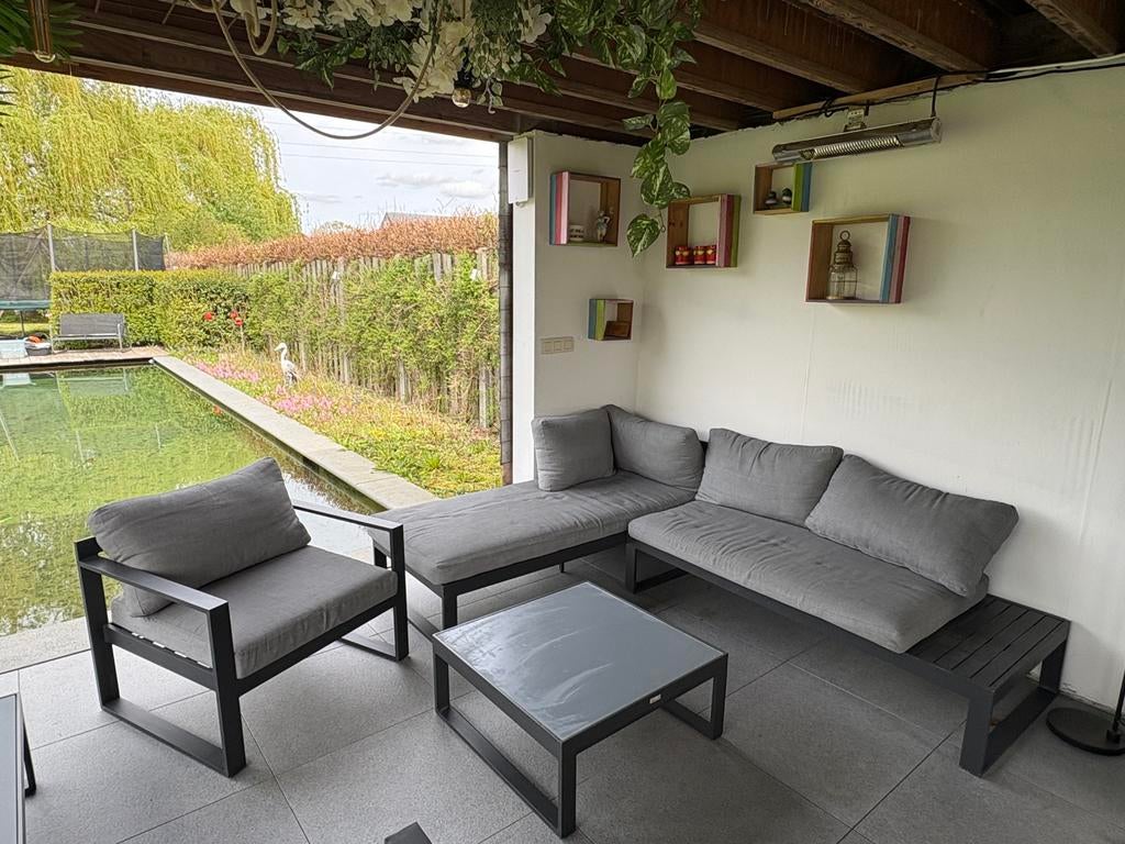 Loungeset aluminium grijs, Tuin en Terras, Ophalen, Zo goed als nieuw, Aluminium, Loungeset