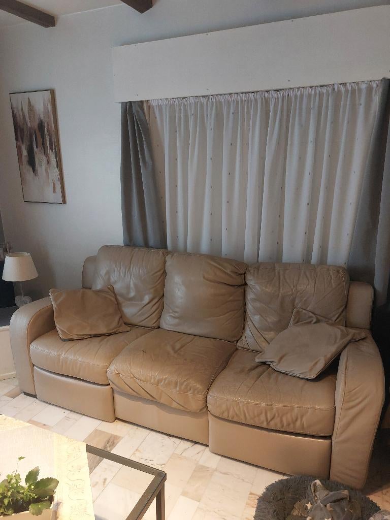 Canapé cuir trois places a donner, Maison & Meubles, 200 à 250 cm, Enlèvement, Utilisé, Cuir