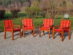 4 grands fauteuils de jardin en teak avec coussins, Enlèvement