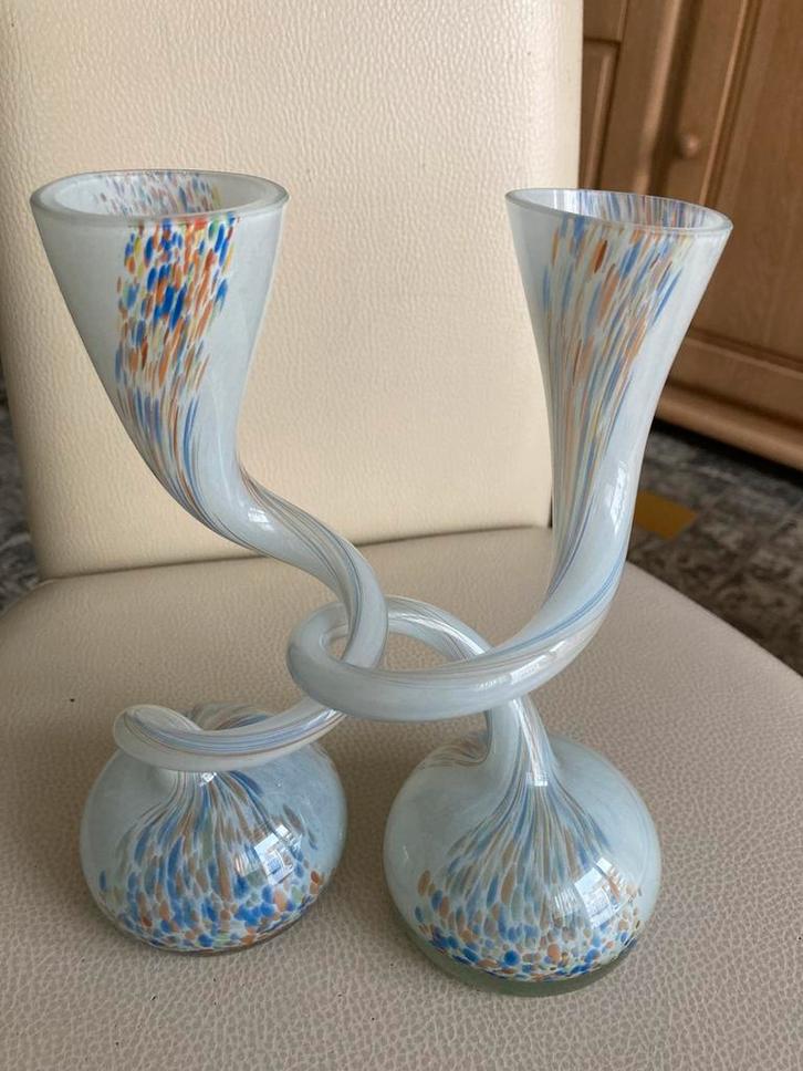 Vintage opaalglas vazen uit de jaren 70, Antiek en Kunst, Antiek | Kandelaars, Ophalen of Verzenden