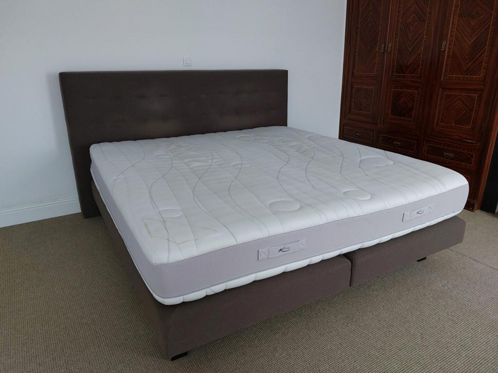 Lit 2 personnes, Autres dimensions, Gris, Tissu, Klassiek, landelijk