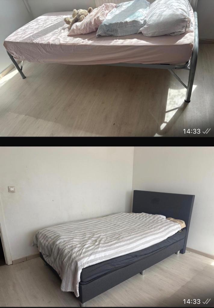 ️ Te koop: 2 mooie IKEA bedden - in goede staat!, Gris, 210 cm, Une personne, Utilisé