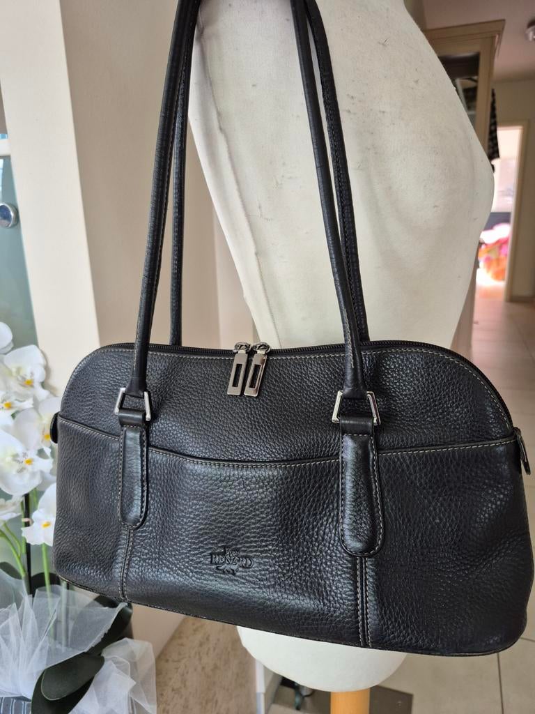 YVES RENARD  zwart LEDER handtas, Ophalen of Verzenden, Zwart