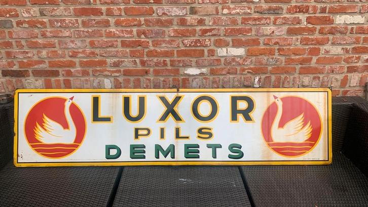 Zeldzaam emaille bord Luxor Pils Demets Lauwe 1966, Collections, Marques de bière, Enlèvement