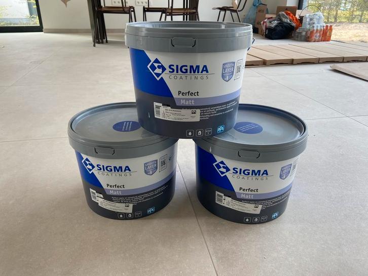 Verf Sigma Perfect Matt RAL 9010, Doe-het-zelf en Bouw, Verf, Beits en Lak, Nieuw, Verf, 10 tot 15 liter, Wit, Ophalen