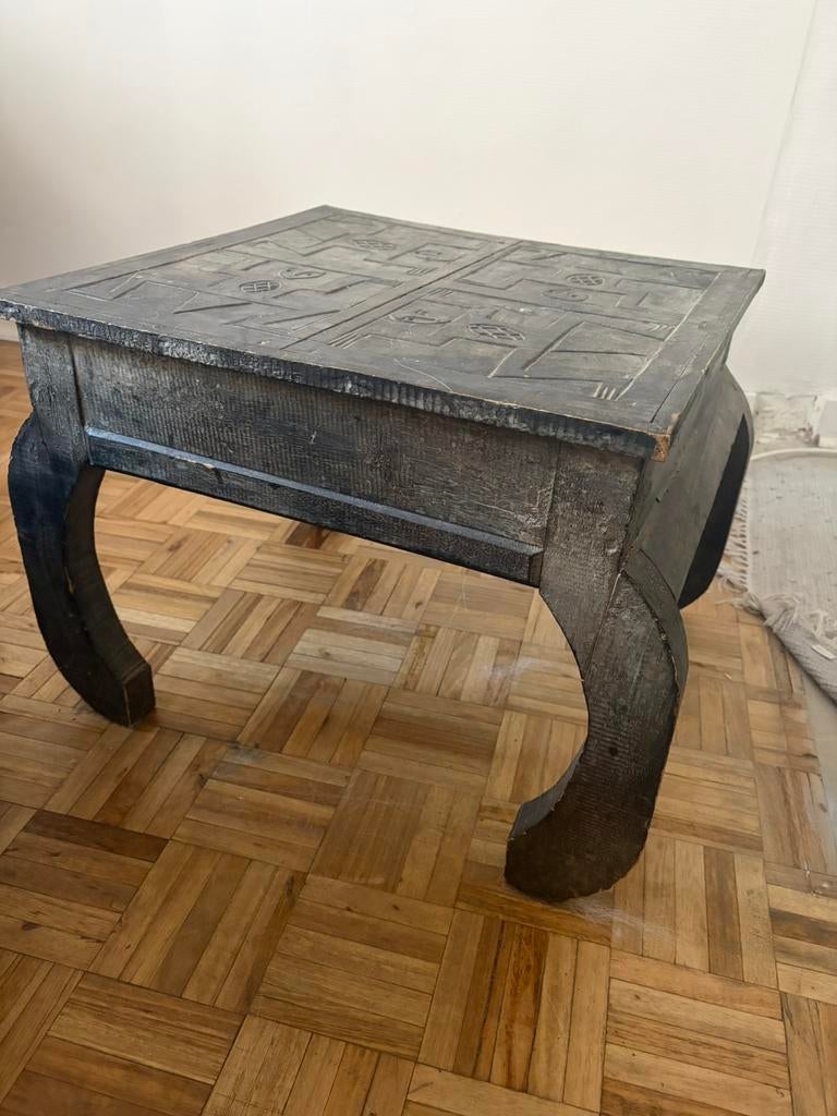 Vintage houten salontafel, Ophalen, Zo goed als nieuw, Vierkant