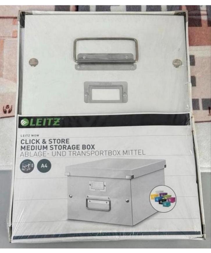Boîte de rangement blanche Leitz WOW Click moyenne A4 Office, Divers, Accessoires de bureau, Neuf, Enlèvement ou Envoi