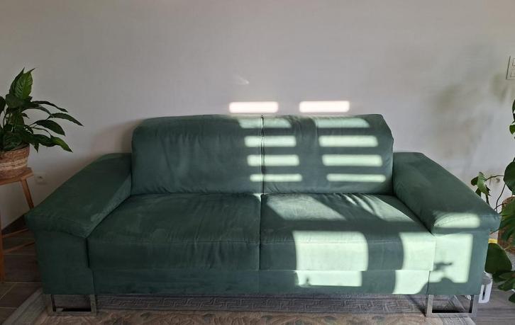 Mooie donkergroene zetel, Maison & Meubles, Canapés | Salons, Utilisé, Banc droit, Deux personnes, 200 à 250 cm, 75 à 100 cm, Tissus