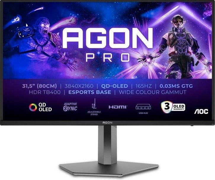 AOC AGON PRO AG326UD 4K 165Hz Gaming Monitor, Computers en Software, Monitoren, Refurbished, 151 t/m 200 Hz, DisplayPort, HDMI