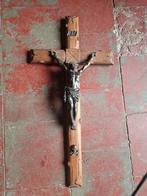 Grout kruisbeeld houten en brons. 85 cm, Antiek en Kunst, Antiek | Religieuze voorwerpen, Ophalen