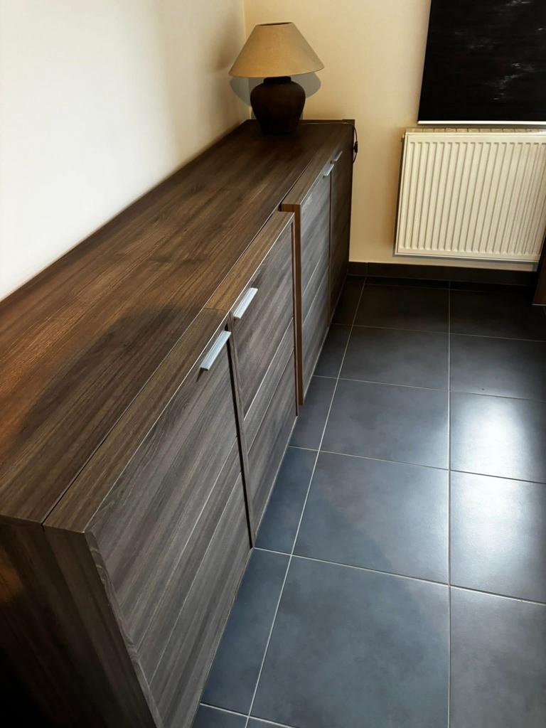 Donkerbruin , tafel + dressoir, top interieur, Huis en Inrichting, Tafels | Eettafels, Ophalen, Gebruikt, Vijf personen of meer